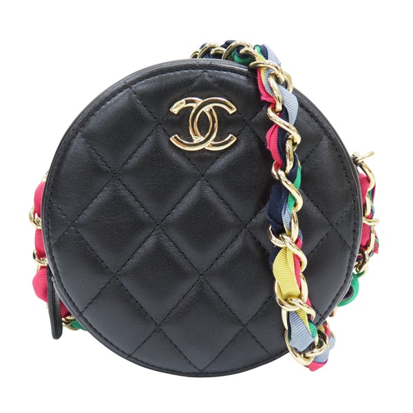 黑色 羊皮 圓餅 鍊帶 肩背包【CHANEL 香奈兒】