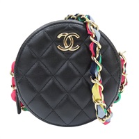 黑色 羊皮 圓餅 鍊帶 肩背包【CHANEL 香奈兒】