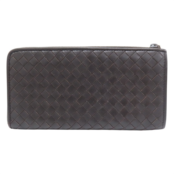 深棕色 牛皮 編織 拉鍊長夾 【BOTTEGA VENETA 寶緹嘉】