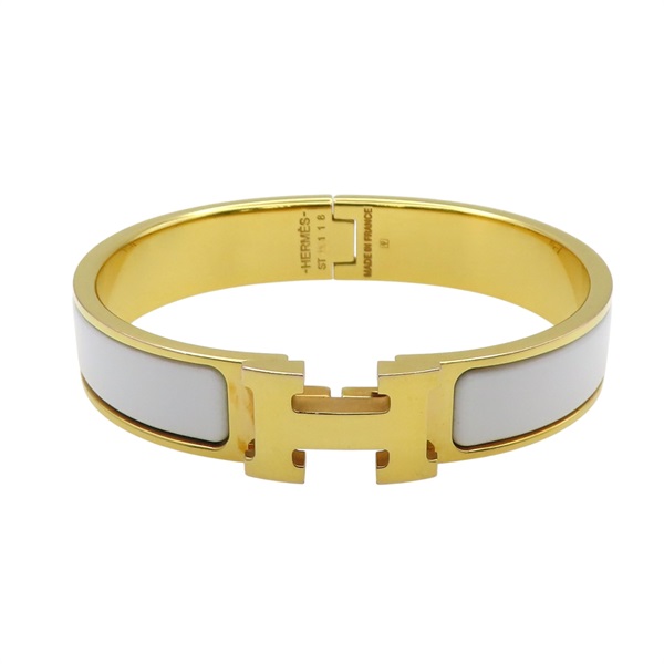白色琺瑯 金色鍍金 Clic H 手環【HERMES 愛馬仕】