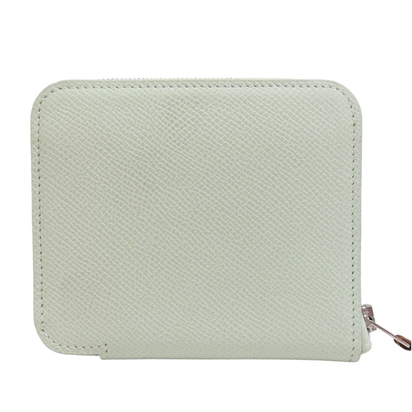 氣泡綠 Epsom 牛皮 拉鍊 Silk In Compact 短夾 U刻【HERMES 愛馬仕】