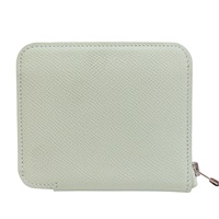 氣泡綠 Epsom 牛皮 拉鍊 Silk In Compact 短夾 U刻【HERMES 愛馬仕】