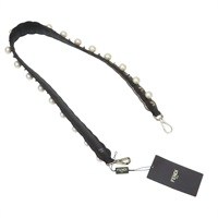 黑色 珍珠 皮革 肩背帶 【FENDI】
