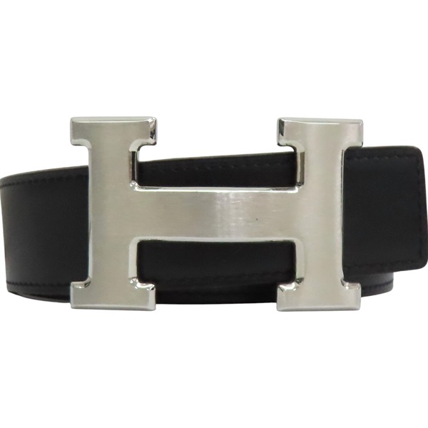 黑/棕色 牛皮 H皮帶 口K刻 90cm【HERMES 愛馬仕】