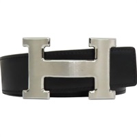 黑/棕色 牛皮 H皮帶 口K刻 90cm【HERMES 愛馬仕】