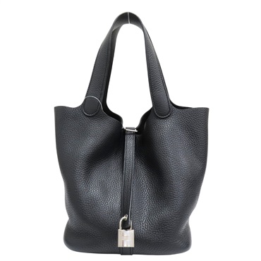 黑色 Taurillon牛皮 Picotin Lock 22 手提包 D刻 銀扣【HERMES 愛馬仕】