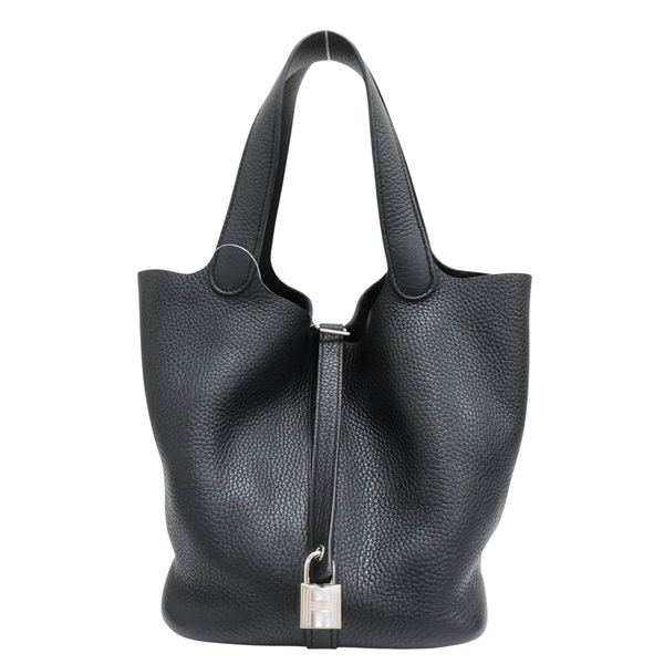 黑色 Taurillon牛皮 Picotin Lock 22 手提包 D刻 銀扣【HERMES 愛馬仕】