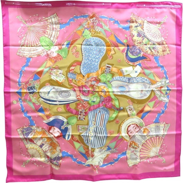 粉色 Mon Ami Pierrot 絲綢 絲巾 90x90【HERMES 愛馬仕】