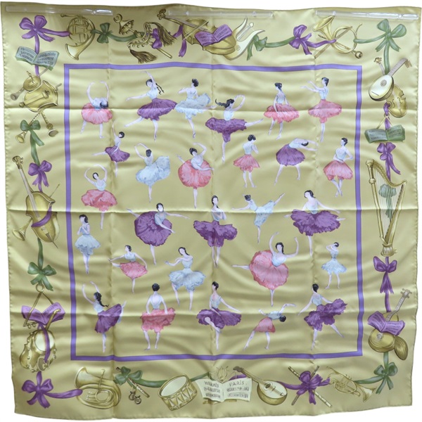 綠色 La Danse 絲綢 絲巾 90x90【HERMES 愛馬仕】