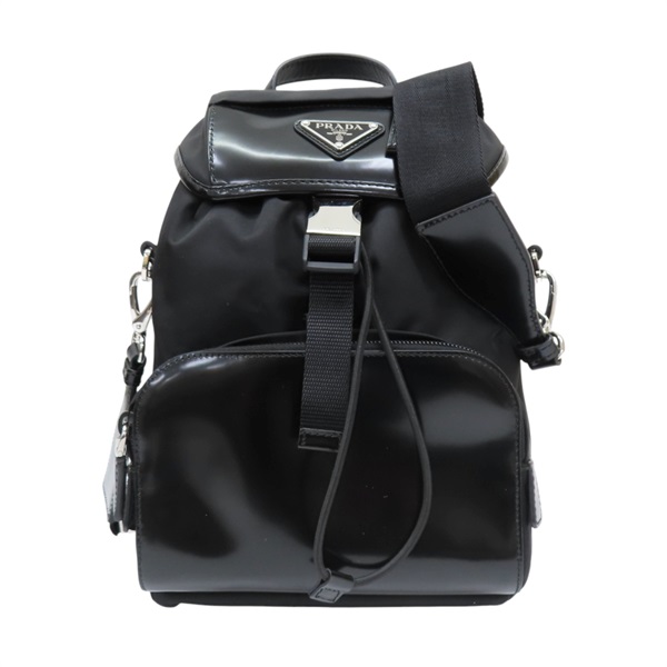 黑色尼龍 牛皮 Re-Nylon 兩用包 銀扣 2VZ107【PRADA 普拉達】 2VZ107