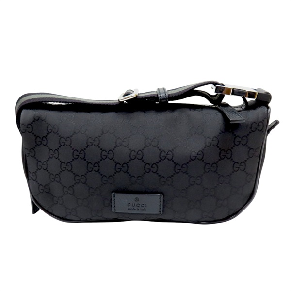 黑色 GG帆布 胸包 肩背包 銀扣 449182【GUCCI 古馳】 449182