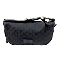黑色 GG帆布 胸包 肩背包 銀扣 449182【GUCCI 古馳】 449182
