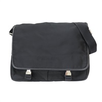 黑色尼龍 郵差包 肩背包 銀扣【PRADA 普拉達】 VA0793