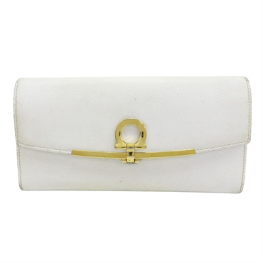 白色 牛皮 扣式長夾【Salvatore Ferragamo 費拉格慕】 JP22 D150