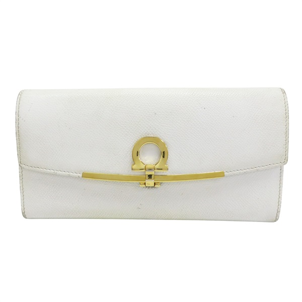 白色 牛皮 扣式長夾【Salvatore Ferragamo 費拉格慕】 JP22 D150