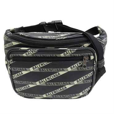 黑色 PVC塗層帆布 腰包【BALENCIAGA 巴黎世家】 529550