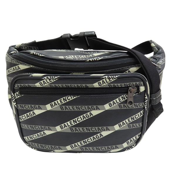 黑色 PVC塗層帆布 腰包【BALENCIAGA 巴黎世家】 529550