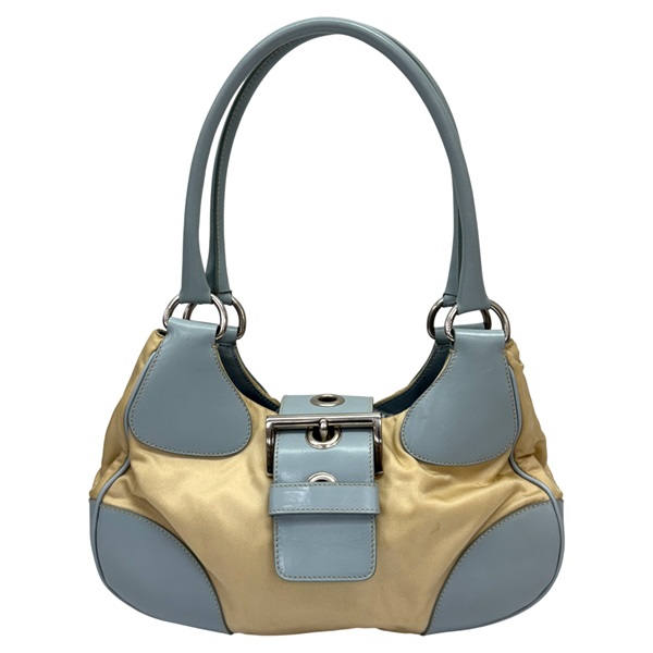 米色 尼龍 藍色 皮革 Tessuto Moon 肩背包 【PRADA 普拉達】 BR0811