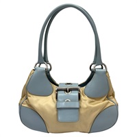 米色 尼龍 藍色 皮革 Tessuto Moon 肩背包 【PRADA 普拉達】 BR0811