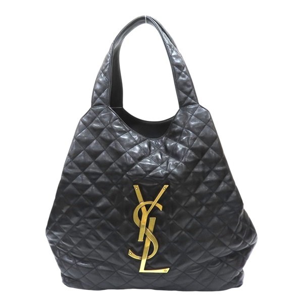 黑色 羊皮 菱格紋 ICARE 手提包 698651 【SAINT LAURENT YSL 聖羅蘭 】 698651