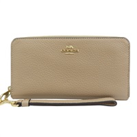 卡其色 牛皮 拉鍊長夾【COACH 寇馳】