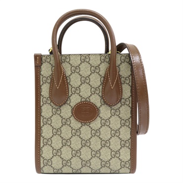 棕色 GG Supreme帆布 Interlocking G Mini Tote 兩用包 671623【GUCCI 古馳】 671623