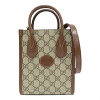 棕色 GG Supreme帆布 Interlocking G Mini Tote 兩用包 671623【GUCCI 古馳】 671623