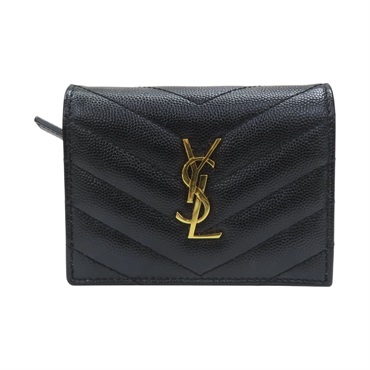 黑色牛皮 Cassandre matelasse 扣式 兩折短夾 668290【SAINT LAURENT YSL 聖羅蘭】 668290