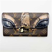 棕色 原花帆布 鱷魚皮 長夾 N90455【LOUIS VUITTON LV 路易威登】 N90455