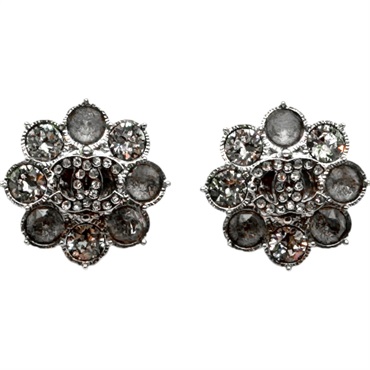 銀色鍍銀 雙C 水鑽 耳環【CHANEL 香奈兒】