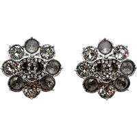 銀色鍍銀 雙C 水鑽 耳環【CHANEL 香奈兒】