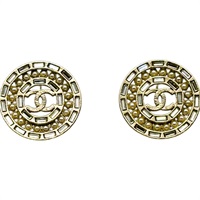 金色鍍金 pierced earrings 雙C水鑽耳環【CHANEL 香奈兒】