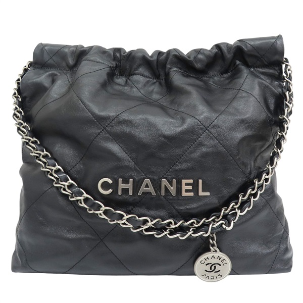 黑色 牛皮 22 鍊帶 肩背包 銀釦【CHANEL 香奈兒】 AS3260