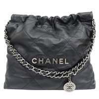黑色 牛皮 22 鍊帶 肩背包 銀釦【CHANEL 香奈兒】 AS3260