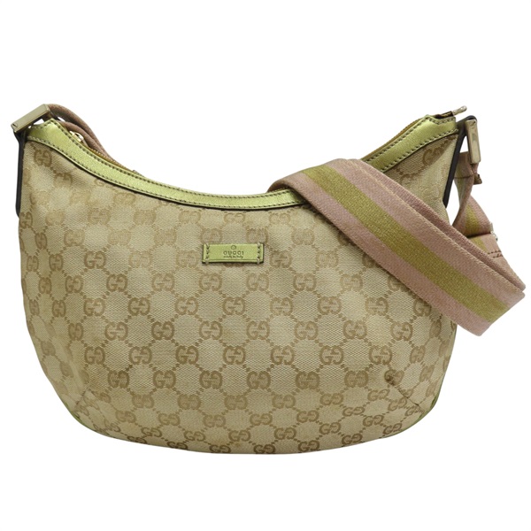 米色/烏木色 緹花帆布 肩背包【GUCCI 古馳】 181092