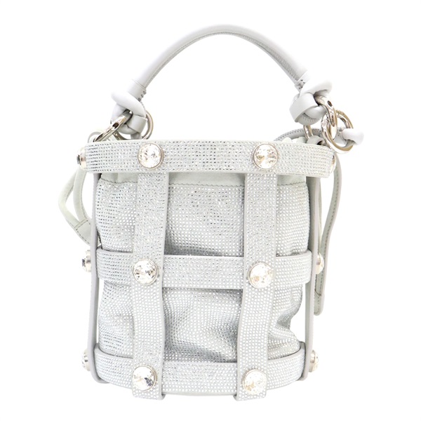 銀色 水鑽 皮革 水桶包 兩用包【Salvatore Ferragamo 菲拉格慕】