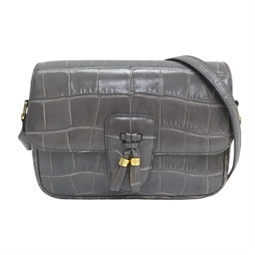 灰色牛皮 鱷魚皮壓紋 Tassels  肩背包【CELINE 賽琳】