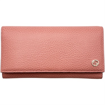 粉色牛皮 扣式長夾 449279【GUCCI 古馳】 449279
