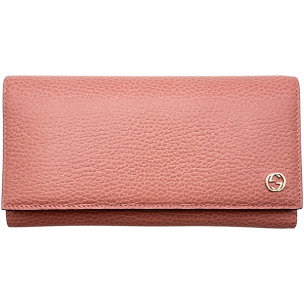 粉色牛皮 扣式長夾 449279【GUCCI 古馳】