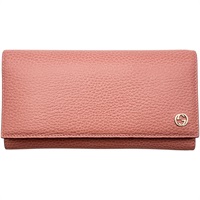 粉色牛皮 扣式長夾 449279【GUCCI 古馳】