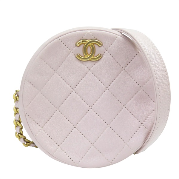 粉色 牛皮 圓餅 鍊帶 肩背包【CHANEL 香奈兒】 AS1898