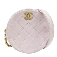 粉色 牛皮 圓餅 鍊帶 肩背包【CHANEL 香奈兒】 AS1898