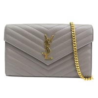 灰色 牛皮 鍊帶 肩背包【SAINT LAURENT 聖羅蘭】 377828