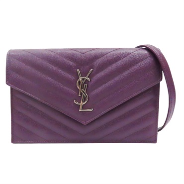 紫色 牛皮 Cassandre Envelope Chain Wallet 鏈帶 肩背包【SAINT LAURENT 聖羅蘭】