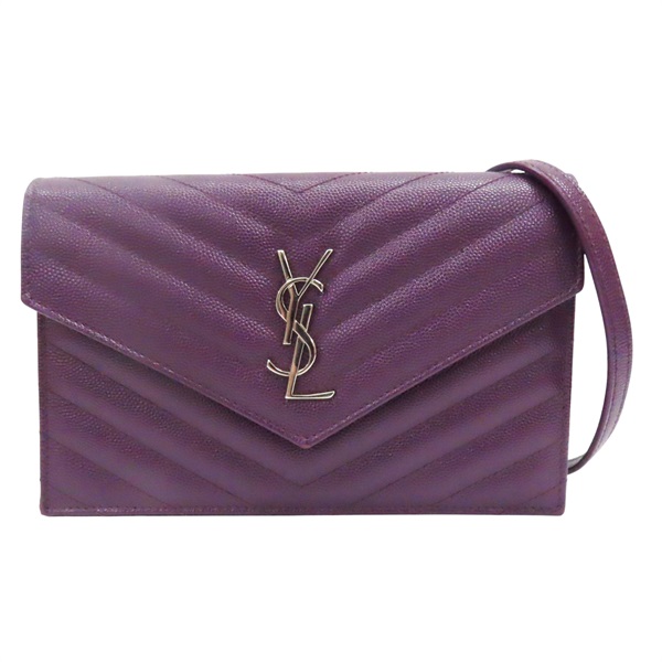 紫色 牛皮 Cassandre Envelope Chain Wallet 鏈帶 肩背包【SAINT LAURENT 聖羅蘭】