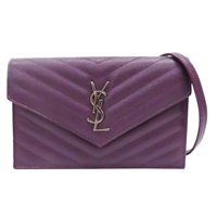 紫色 牛皮 Cassandre Envelope Chain Wallet 鏈帶 肩背包【SAINT LAURENT 聖羅蘭】