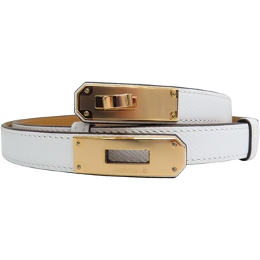 白色 EPSOM牛皮 Kelly 18 皮帶 K刻【HERMES 愛馬仕】
