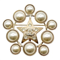 金色鍍金 珍珠 星星 broach star pearl 胸針【CHANEL 香奈兒】