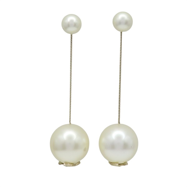 白色大圓珠 墜飾 耳環【CHANEL 香奈兒】