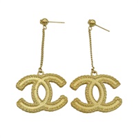 金色金屬 大雙C 墜飾 長鍊 耳環【CHANEL 香奈兒】